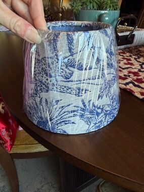 Jacquard animal print Blue Toile Small Lamp Shade - Unbranded
